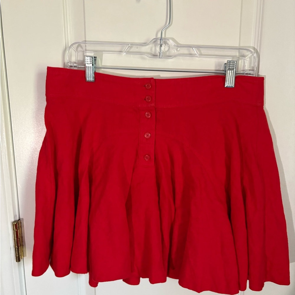 J.Crew Red Linen Button Front Mini Skirt Size 10 Lined Summer NWT